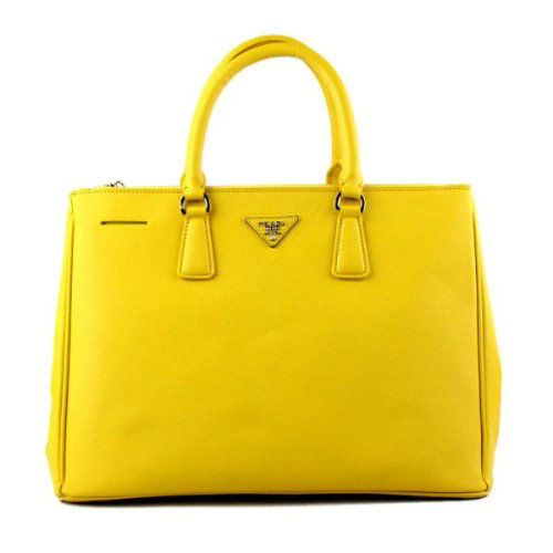 online 2014 Prada saffiano calfskin tote bag BN1786 lemonyellow